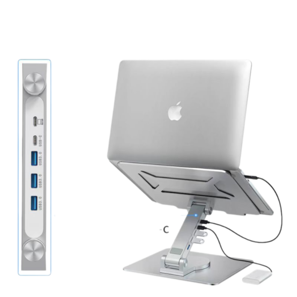 Adjustable Aluminum Laptop Stand With USB-C And USB-A Ports